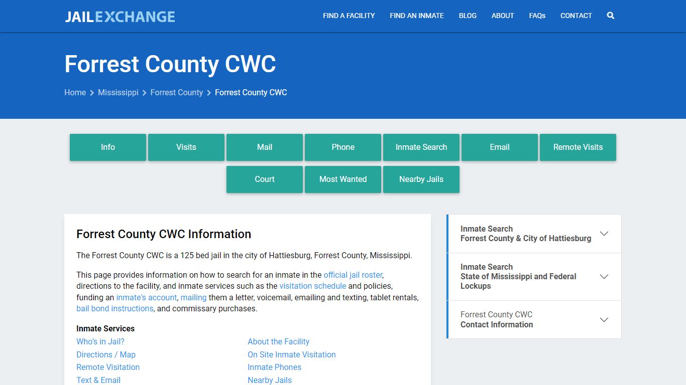Forrest County CWC, MS Inmate Search, Information - Jail Exchange